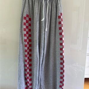 Grayson Threads Gray Pajama Pants with Red Checkered Design